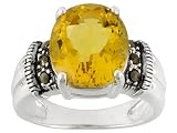STERLING SILVER 3.15CT CITRINE AND MARCASITE RING