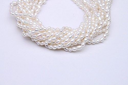 2.0-2.5mm Rice Freshwater Cultured Seed Pearl Strands in 16 Inches for Jewelry Making Beads (White, Grade AA)