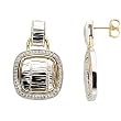 Sterling Silver and 14K Yellow Gold Diamond Earrings