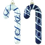 NFL Indianapolis Colts Blown Glass Candy Cane Ornament Set