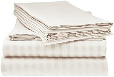 ITALIAN HOME COLLECTION Luxury Soft Wrinkle Resistant Striped FULL/QUEEN Duvet Cover Set, IVORY
