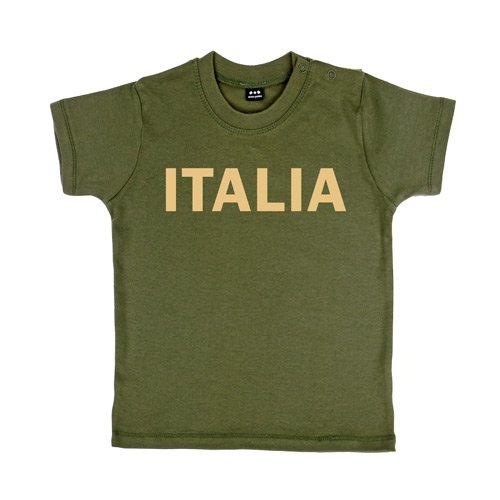 Baby – Kleinkinder T-Shirt – Italia Italien – Textil khaki / Motiv beige Gr. 6-12 Monate