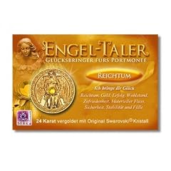Engeltaler Reichtum Mnze 24 Karat vergoldet - Talisman und Glcksbringer fr das Portmonee