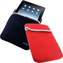 igadgitz Wende Tasche Etui Schutzhülle Hülle Case Neopren in Schwarz und Rot und beidseitig verwendbar für Apple iPad