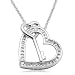 Sterling Silver Diamond Heart and Key Pendant (0.02 cttw, I-J Color, I3 Clarity), 18