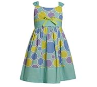 Girls Cotton/Satin Dots Print  Dress With a Ribbon 