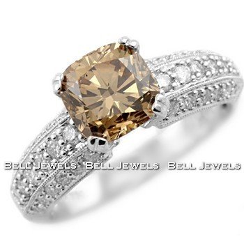 Gorgeous VS1, 2.53ct Cushion Cut Champagne Diamond 
