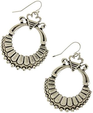 TRENDY FASHION JEWELRY ORNAMENTED DROP EARRINGS BY FASHION DESTINATION | (Antique Silver)