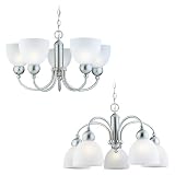Sea Gull Lighting 31036-962 Metropolis Five-Light Chandelier Brushed Nickel Finish with Satin Etched Glass