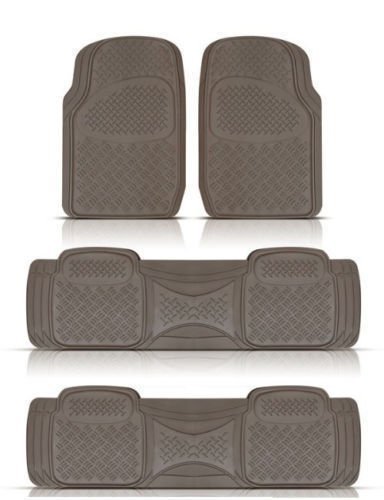 VAN SUV MATS HEAVY DUTY RUBBER 4-PCS FOR 3-ROWS BEIGE On Sale