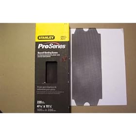 Stanley Pro Series Drywall Sanding Screen 220 Grit 25 Sheets Per Box. 4-3/16" X 11-1/4" Model#26-016