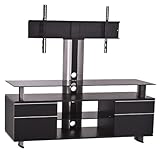 GLD140H Mobüler TV RACK GOLD SERIE MIT TV HALTER OPTIONALE FARBKOMBINATIONEN HOCHGLANZFURNIERTE SCHUBKÄSTEN