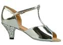 113S Liliana Girls' Sandal with a 2" Spanish Heel in Silver & Glitter (Girls' sizes 11-13)