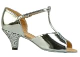 113S Liliana Girls' Sandal with a 2 Spanish Heel in Silver & Glitter (sizes Girls' 1 - Women's 8)