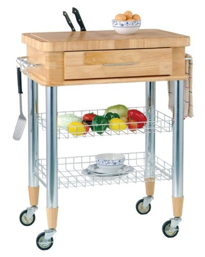 Kitchen: Chef's Classics Expeditor Cart  Natural/ Chrome