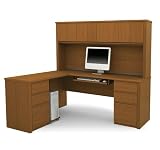 Prestige L-shaped Corner Computer Desk with Hutch in Cognac Cherry