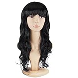 Accessotech Women's Sexy Long Curly Fancy Dress Wigs Cosplay Costume Ladies Full Wig Party Black
