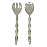 Salad servers - green bead