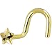 Solid 14KT Yellow Gold Raised Star Nose Screw Ring