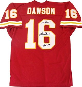 Len Dawson Super Bowl IV MVP HOF 87 Autographed/Hand Signed Kansas City Chiefs Road Jersey