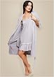 The Olian Pewter Satin Trimmed 2pc Nursing Nightgown Set