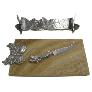 Arthur Court Butterfly 3-Piece Cheese and Cracker Set by 