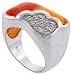 Sterling Silver Golden Yellow Resin Ring with Floral Cubic Zirconia Stones Accent