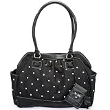 Baby Essentials Embroidered Large Satchel Diaper Bag with Brag Book - Black Dot