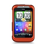 Hard Snap on Plastic RED RUBBERIZED Faceplate Cover Case for HTC WILDFIRE S ....