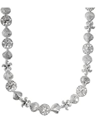 Silver Rhodium Plated Diamond Cut Polish 8.0" Flat Round Starfish And Shell Link Sea Life Bracelet With Lobster Clasp
