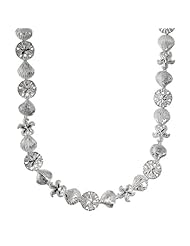 Silver Rhodium Plated Diamond Cut Polish 7.25" Flat Round Starfish And Shell Link Sea Life Bracelet With Lobster Clasp