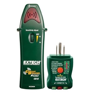 Extech CB10 Circuit Breaker Finder locates fuses breakers, tests receptacles and GFCI circuits by Extech
