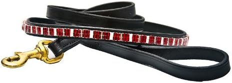 Just Fur Fun Dog Leash, Hot Tamale, 6-Feet, Black Leather