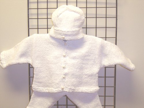 Click here to buy Cpk1, Knitted on Hand Knitting Machine Finished By Hand Crochet All White Chenille Infant Girls....