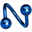 Blue Anodized Titanium Spiral Twister Ball Belly Ring