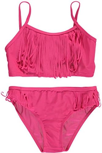 Surf Zone Big Girls' "Feel Free to Fringe" 2-Piece Bikini - pink, 10 - 12