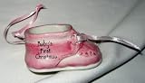 Ganz Christmas Ceramic Baby Shoe Ornament - Pink