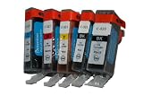 Produkt-Bild: 5 x TINTENPATRONEN DRUCKERPATRONEN Tinte Drucker Patrone Inkjet colour color bunt kompatibel zu CANON PGI-5BK CLI-8BK CLI-8C CLI-8M CLI-8Y - mit Chip