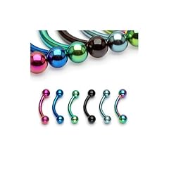 TBA0002/ Piercing Banane 1,2 x 8 mm aus Titan anodized multicolor mit Kugeln 3 mm