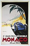BUGATTI Racing Car Vintage Poster 1933 Grand Prix Monaco by Geo Ham