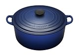 Le Creuset Cast Iron Round Casserole, Graded Blue, 24 cm