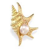 18K Yellow Gold Paspaley South Sea Cultured Fine Full Button Pearl and Diamond Brooch