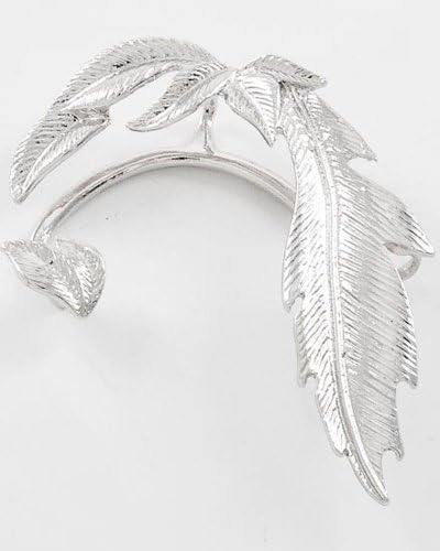 1 Silvertone Leaf Design Left Over Ear Cuff Hook Earring (Silvertone)