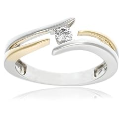 14k Two-Tone Gold Diamond Bypass Ring (1/8 cttw, H-I Color, I1 Clarity)