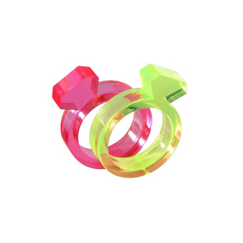 Click here to buy Acrylic Silhouette Rings Set of 2 - Green Pink by Charles & Marie, Inc.