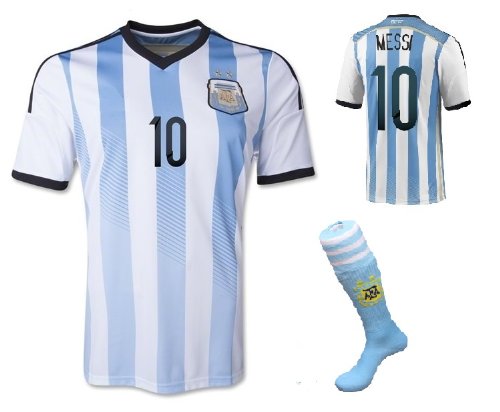 Argentina Home Messi 10 Football Soccer Kids Jersey with Free Shorts & Socks