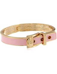 Anne Klein Gold-Tone Pink "Awareness" Enamel Buckle Bangle Bracelet, 2.25"