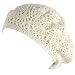 New Cotton Light Hand Knit Crochet Slouchy Beret Hat Ivory