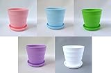 カラー プラスチック プランター フレグラーポット 植木鉢 受け皿 5色 セット (Lサイズ)