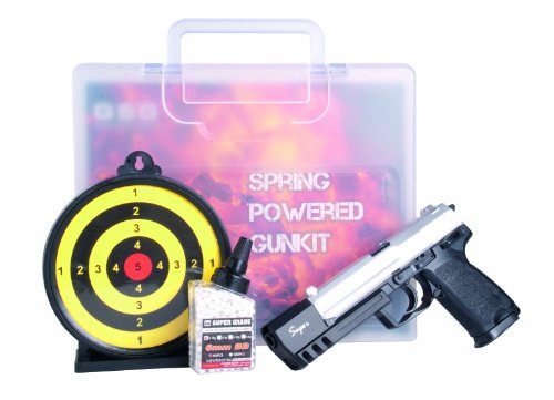 GSG Softair Pistole BW lang im Set <0,5 Joule, schwarz/silber, 203194